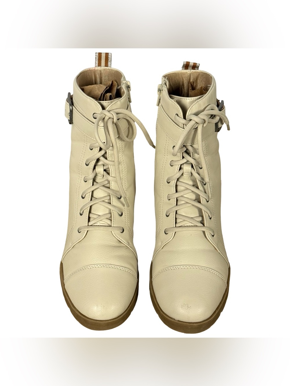 LifeStride Liverpool Ivory White Combat Ankle Boots Size 9
